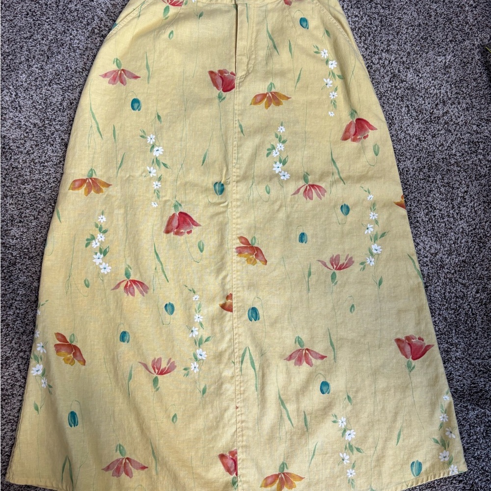 Liz Claiborne Yellow Floral A-Line Skirt